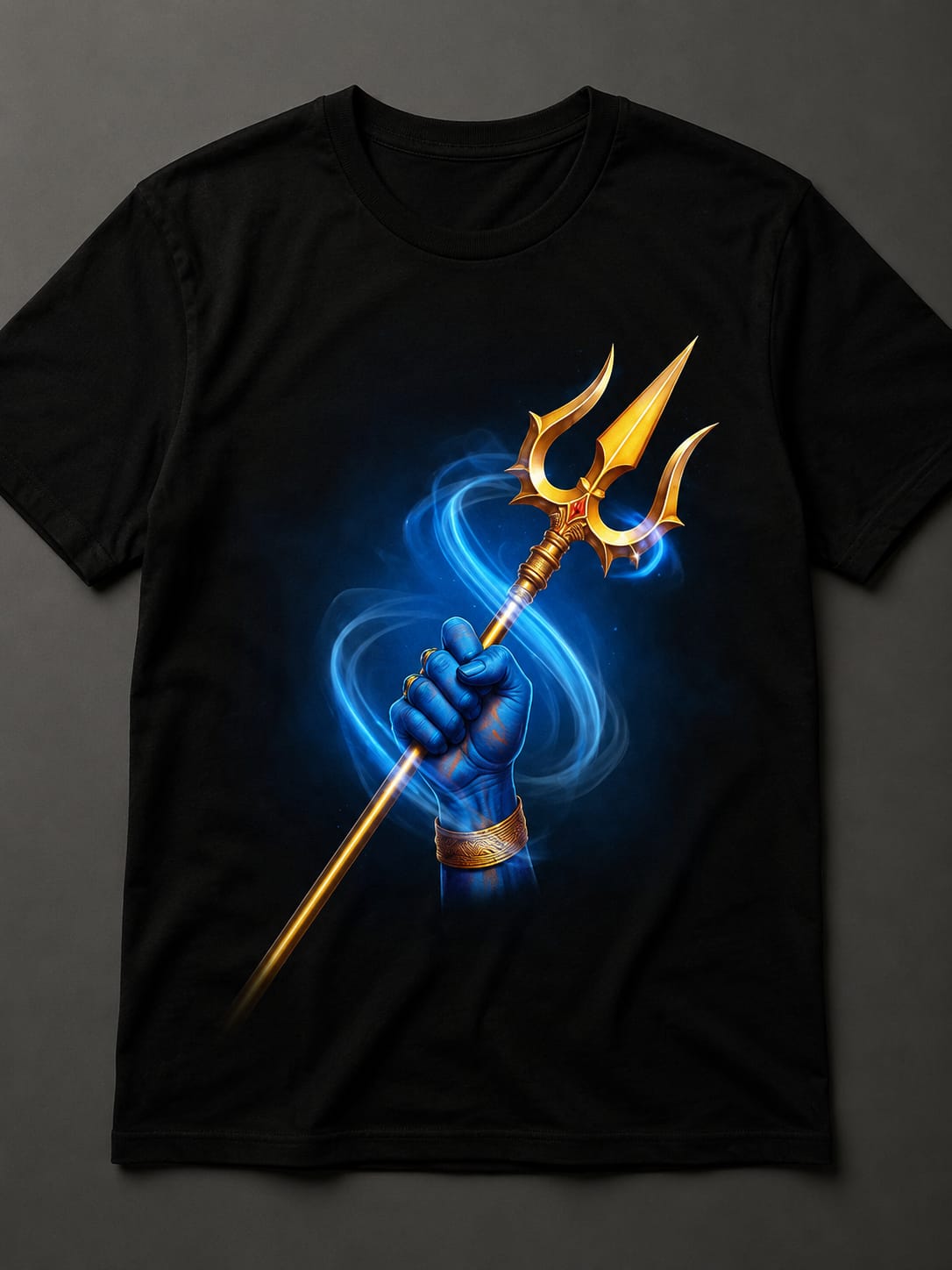 ⚡ Men’s Divine Trishul Power Graphic Black T-Shirt