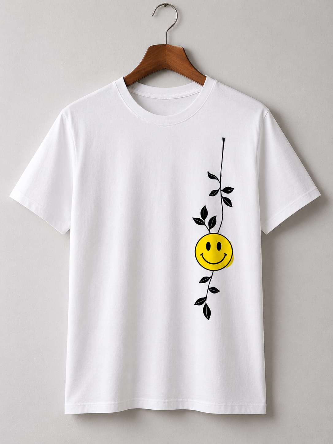 Trendy Smiley Face Graphic White Round Neck T-Shirt