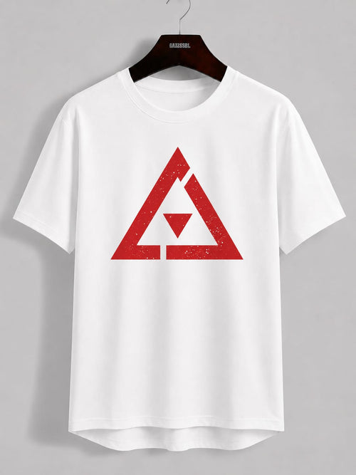 Men's Red Triangle Graphic Oversized T-Shirt