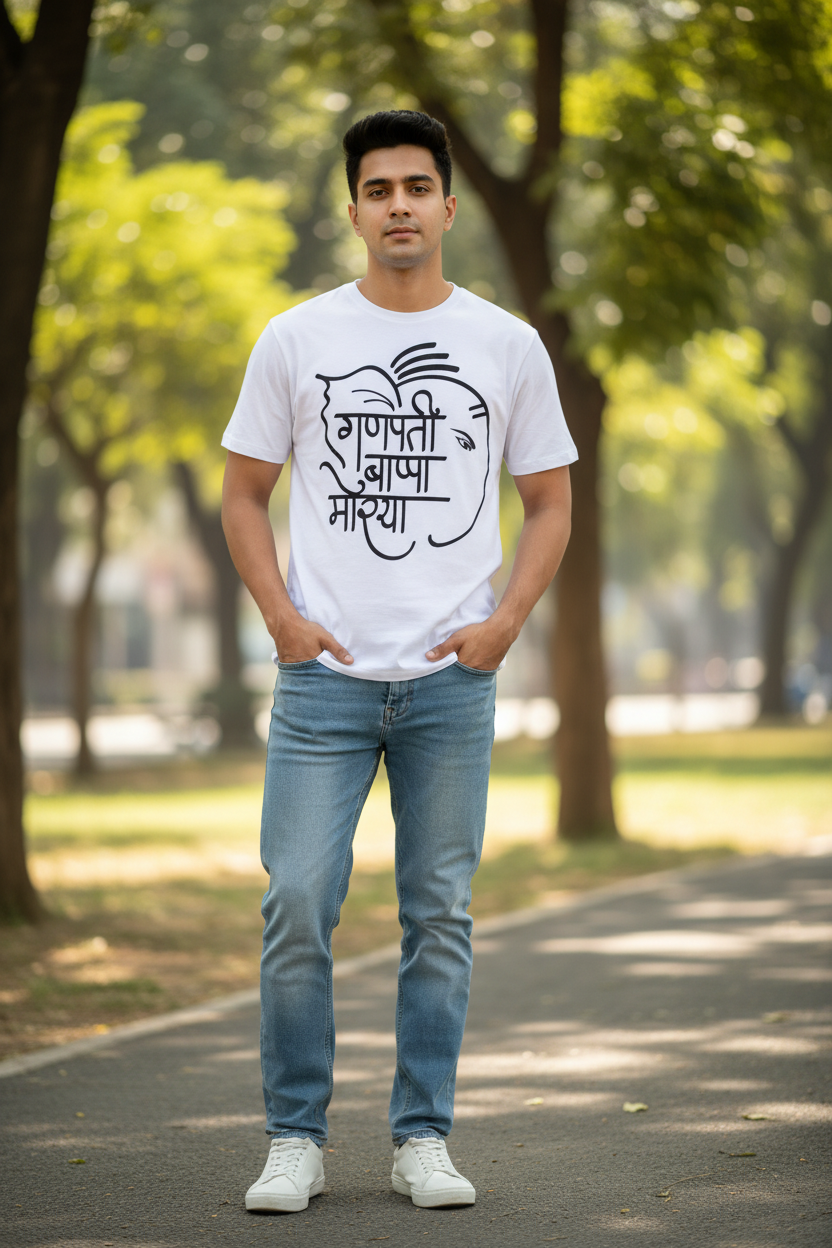 Boy wearing Ganpati T-shirt 1