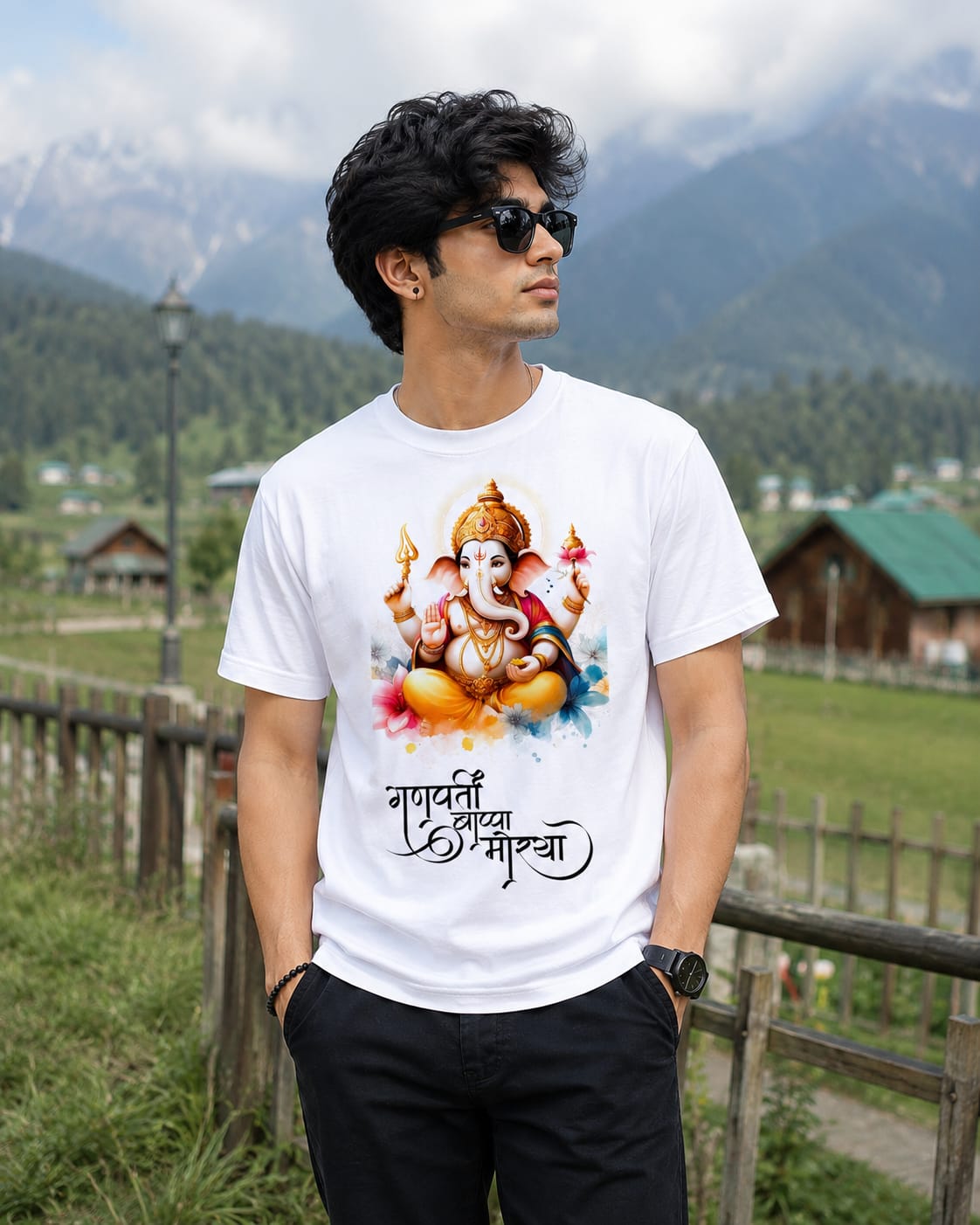 Men’s Premium Ganpati Bappa Morya Graphic Printed T-Shirt