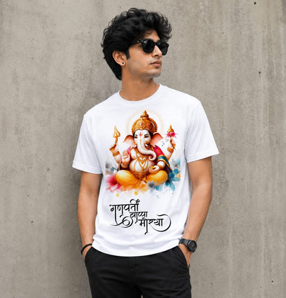 Men’s Premium Ganpati Bappa Morya Graphic Printed T-Shirt