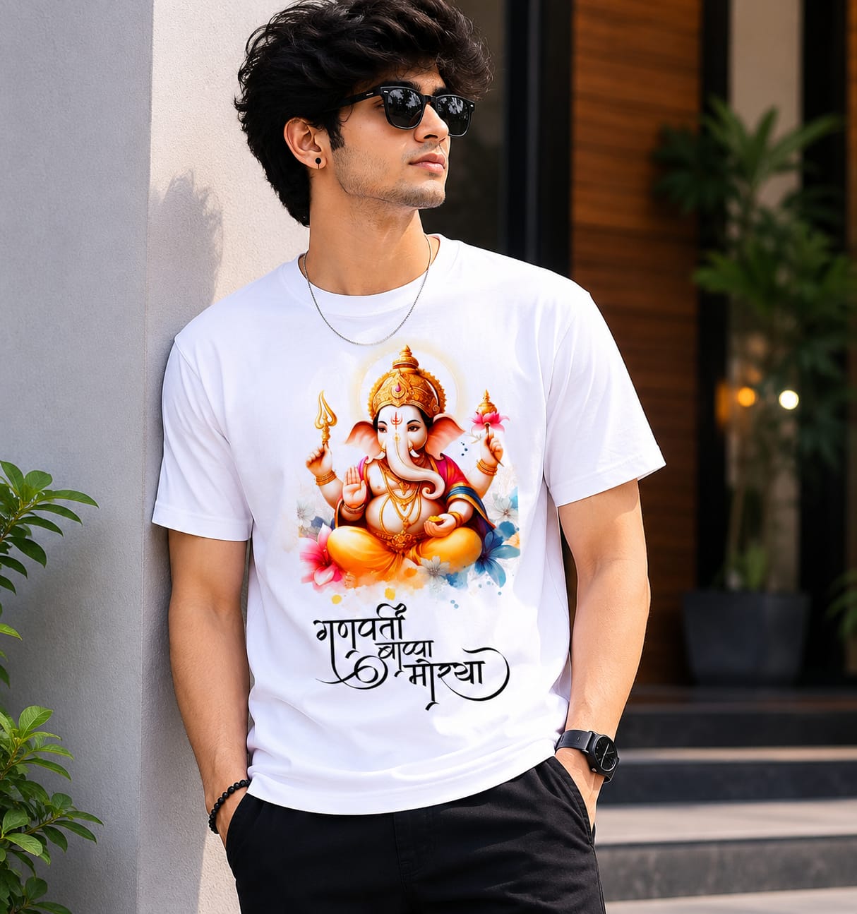 Men’s Premium Ganpati Bappa Morya Graphic Printed T-Shirt
