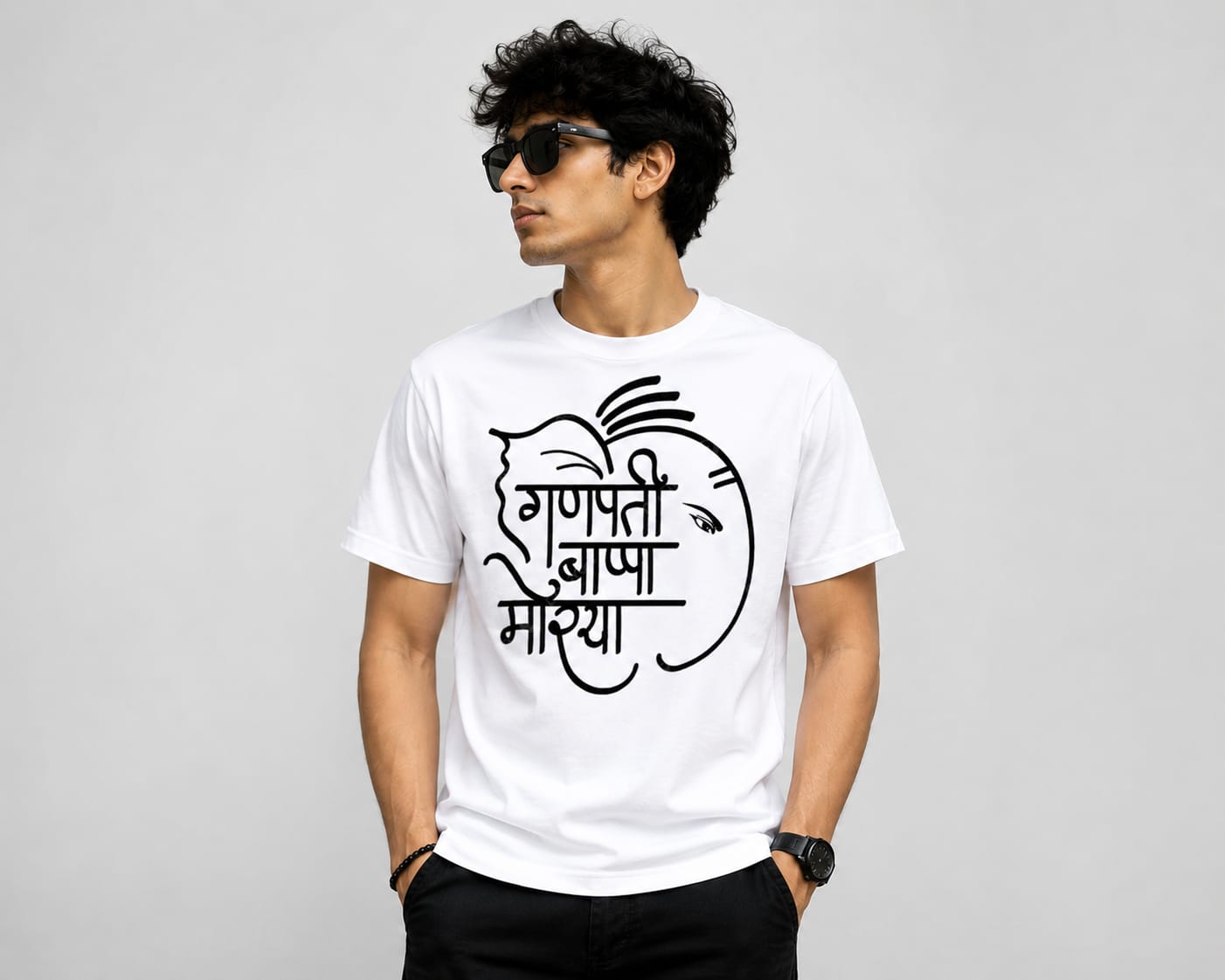 Men’s Minimal Ganpati Bappa Morya Graphic T-Shirt