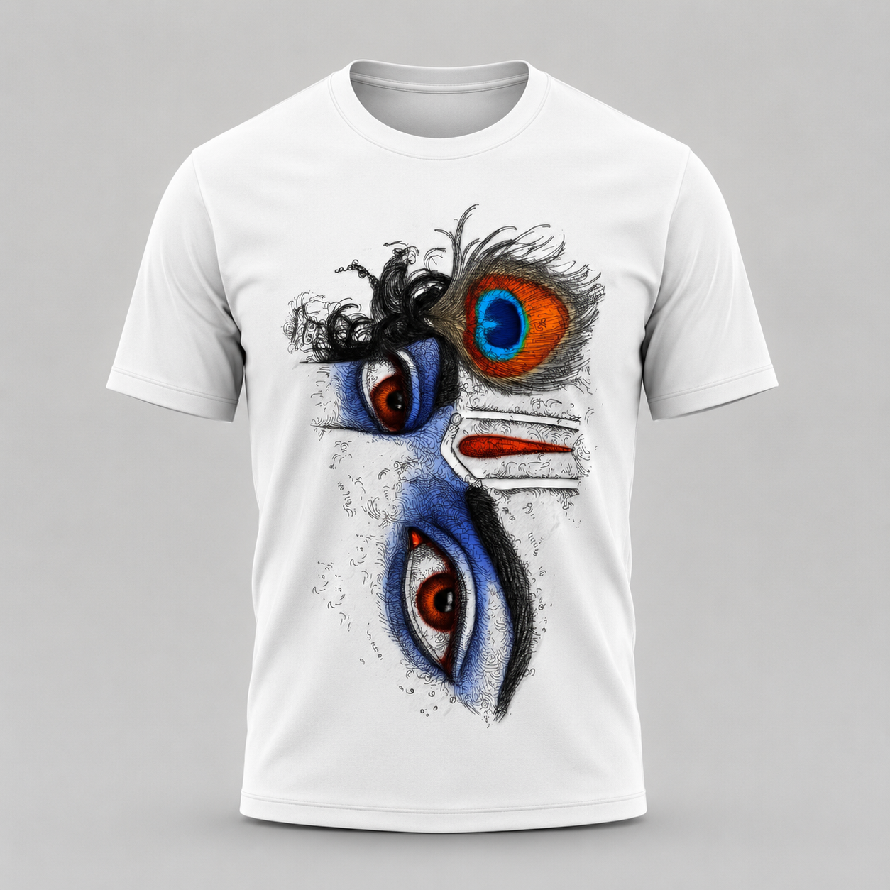 Divine Krishna Eyes Graphic T-Shirt